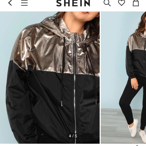 SHEIN Plus Cut And Sew O-Ring Zipper Hoodie Jacket - Picture 5 of 9